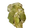 Peridot (Olivin) in Rohkristallform in leuchtendem Limettengrün mit transparenten, facettierten Oberflächen.