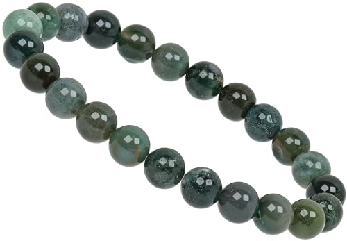 ELEDORO Handgefertigtes Edelstein Perlen Stretch Armband - Echte Steine 8mm (Epidot)