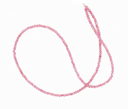 LKBEADS Pink Tourmaline Beads, Pink Tourmaline Faceted Rondelles, AAA Pink Tourmaline Necklace, 3mm Beads, 18 Inch Ready to wear