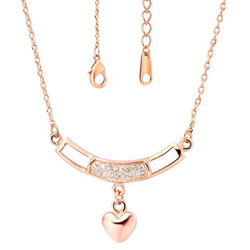 Banemi Halskette Damen, Rosegold Kette Weiß Geometrisches Eingelegtes CZ Herz Halskette mit Anhänger Macht Geschenke für Sie