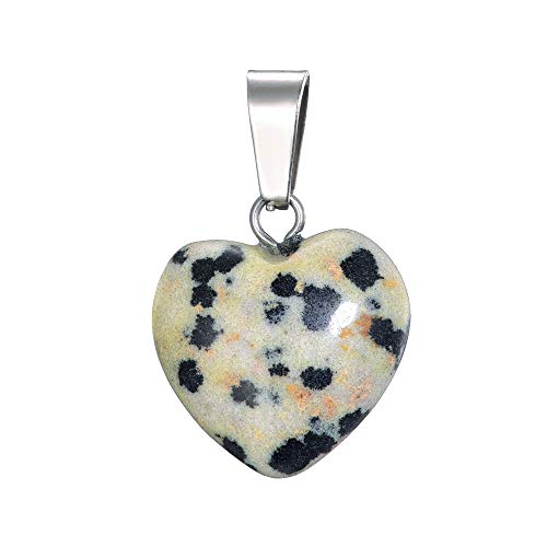 aqasha Dalmatinerstein Herzkette Damen- Anhänger Halskette - Schmuck der Liebe Herzform - Edelstein (1,6x1,6 cm)