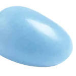 Ein blauer Angelite-Stein auf einem schlichten Hintergrund.