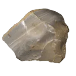Ein einzelnes, undurchsichtiges Hornstein-Mineral mit glasartigem Glanz auf schlichtem Hintergrund.