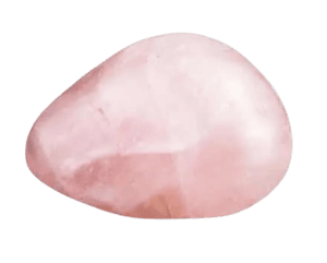 Glatter, rosa Rosenquarz-Stein isoliert auf weißem Hintergrund.