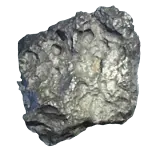 Eine Nahaufnahme eines Eisenmeteoriten mit einer rauen, narbigen Textur.