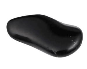 Eine glatte, glänzende, obsidianschwarze Kidneybohne, isoliert auf weißem Hintergrund.