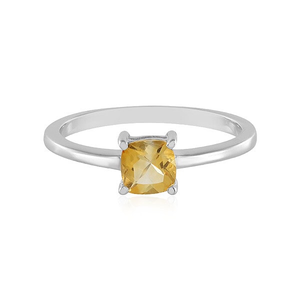 Goldner Gelbgarnet Ring mit Silberfassung, eleganter Edelstein Schmuck, Anhänger für Damen.
